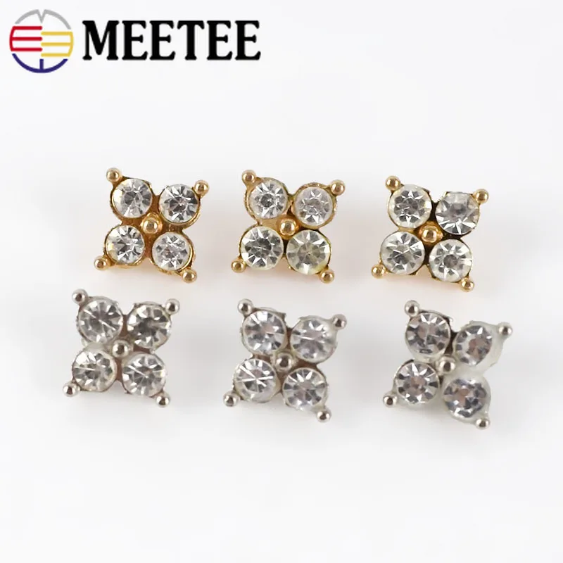

Meetee 20/50pcs 9mm Fashion Metal Rhinestone Shirt Button Diamond Decor Buckle DIY Sweater Shirt Sanp Button Sewing Accessories