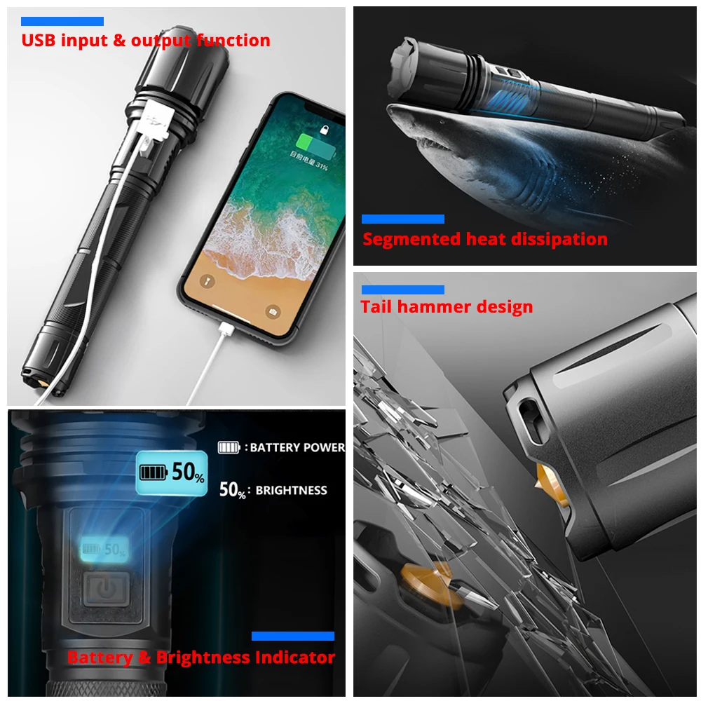 Яркое обновление MTG2 светодиодный светильник-вспышка тактический фонарь USB вход и выход Функция Водонепроницаемый зум охотничий светильник для наружного светильник ing