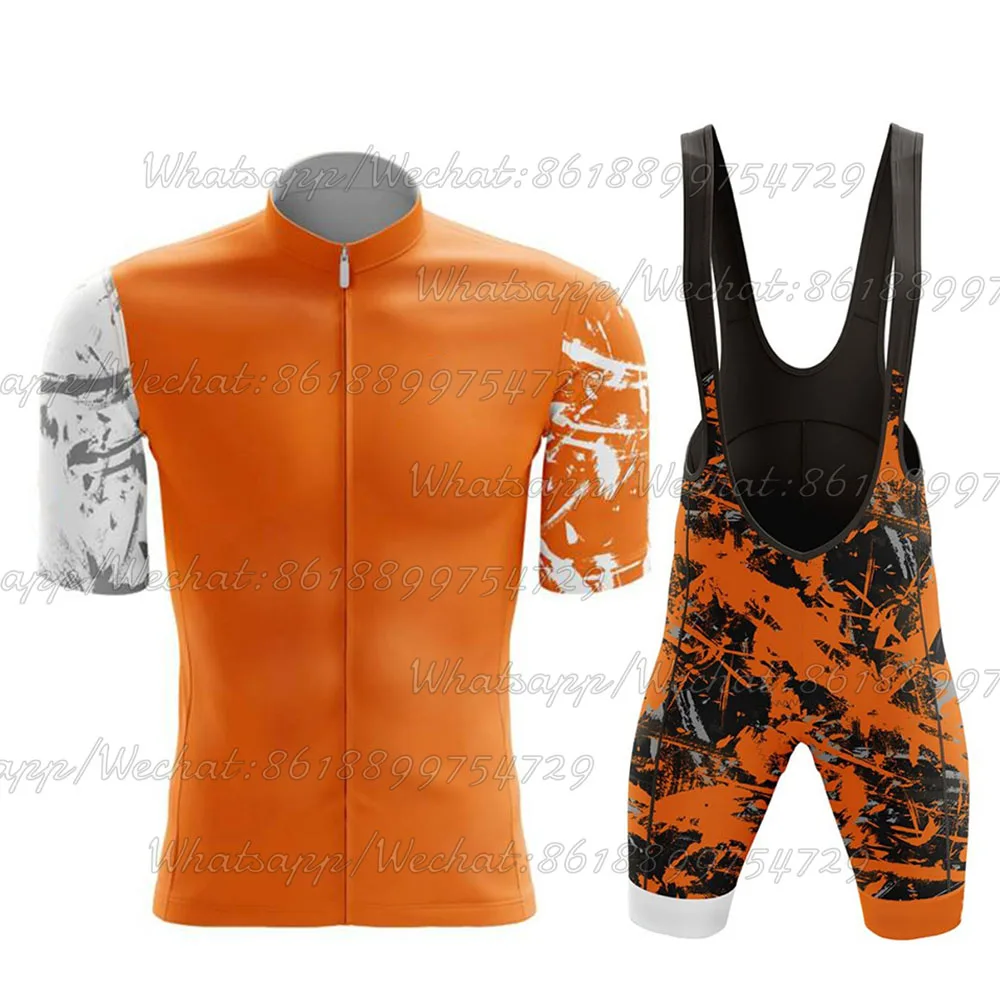 

High Quality Orange Cycling Suit Retro Air Cycling Jersey Set Summer Short Sleeve Shirt Kit Bicycle Maillot Racing Ropa Ciclismo