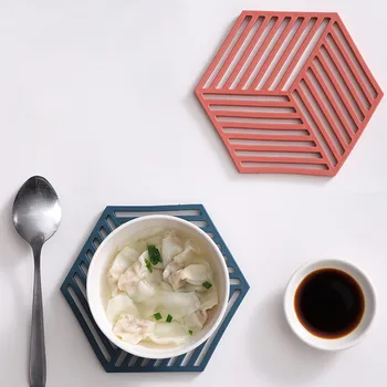 

Geometry Insulation Mat with Storage Holder Anti-scalding Silicone Placemat Hot Drink Coffee Cup Mat Kitchen Bowl Pot Plate Pad