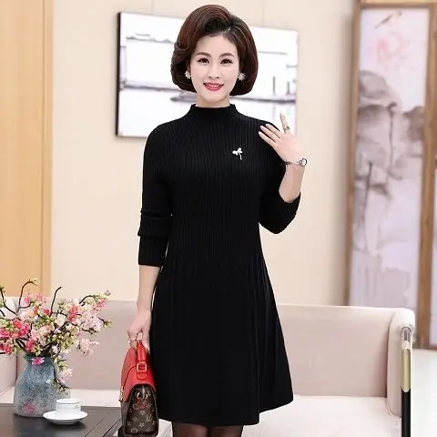 black dresses Весна/осень, женские свитера, компьютерная вязка, свитшоты, пуловеры для женщин, высокая эластичность, одежда с круглым вырезом, Свитера для беременных - Цвет: black dresses