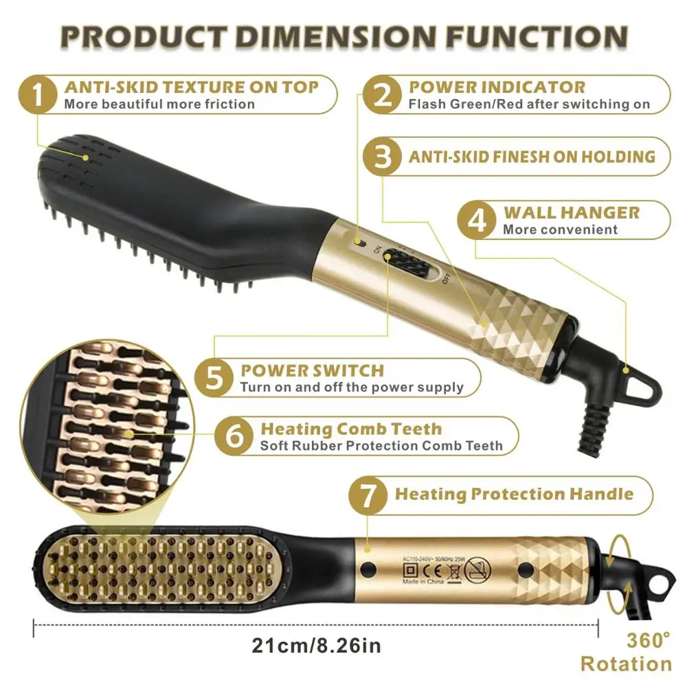 Beard Straightener Multifunctional Hair Comb Brush Electric Quick