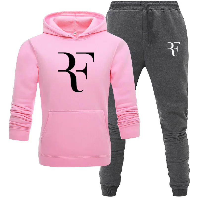 pink Dark gray Новинка, мужской спортивный костюм, мужская толстовка с капюшоном, штаны, комплект, зимний спортивный костюм, одежда, повседневные толстовки, пальто, мужской комплект для бега, комплект спортивной одежды - Цвет: pink Dark gray