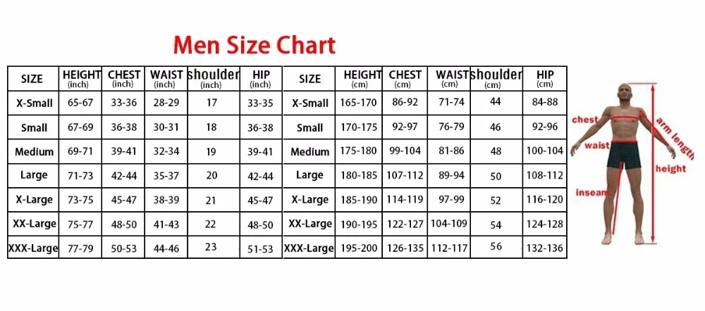 开版尺码表 - 男