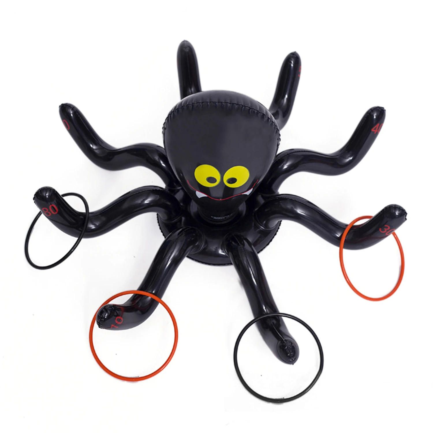 Portable Inflatable Spider Ring Toss Game Toy with 4PCS Rings for Kids Adults Halloween Home Garden School Beach Party Supplies