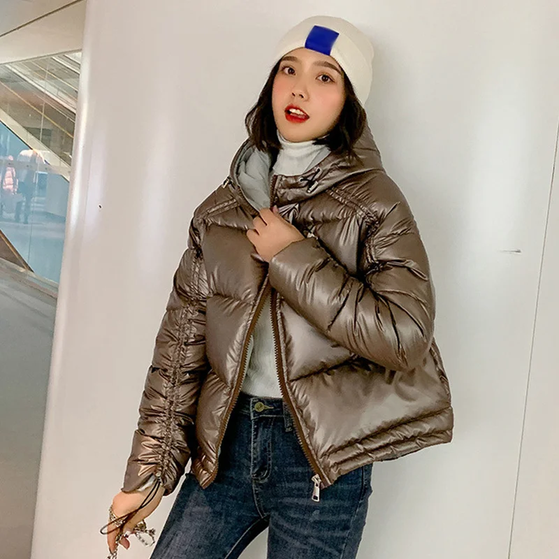 Bright Down Cotton Parkas Women's Short Bread clothing New Winter Chic Cotton Coat Women