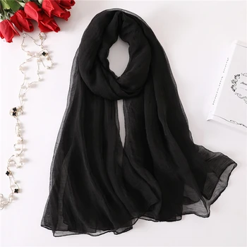 

Women Foulard Square Head Hijab Scarf Ladies chiffon Shawl wrap muffler pareo Black