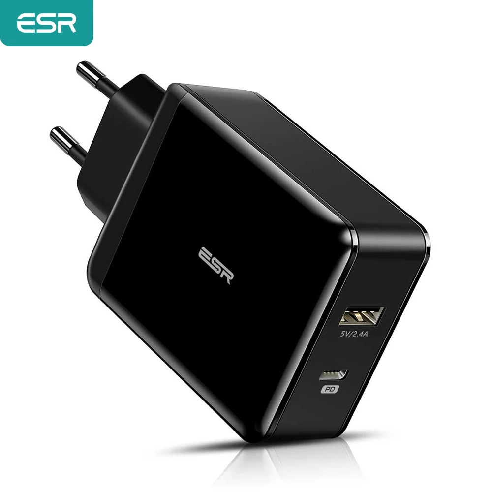 Зарядное устройство ESR с двумя портами USB C 30 Вт сетевое зарядное со складной