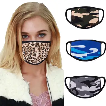 

10Pcs Camouflage Leopard Print Anti Haze UV Dust Proof Cycling Mouth Cover Mask Washable Reusable Face Mouth Mask Earloops Masks