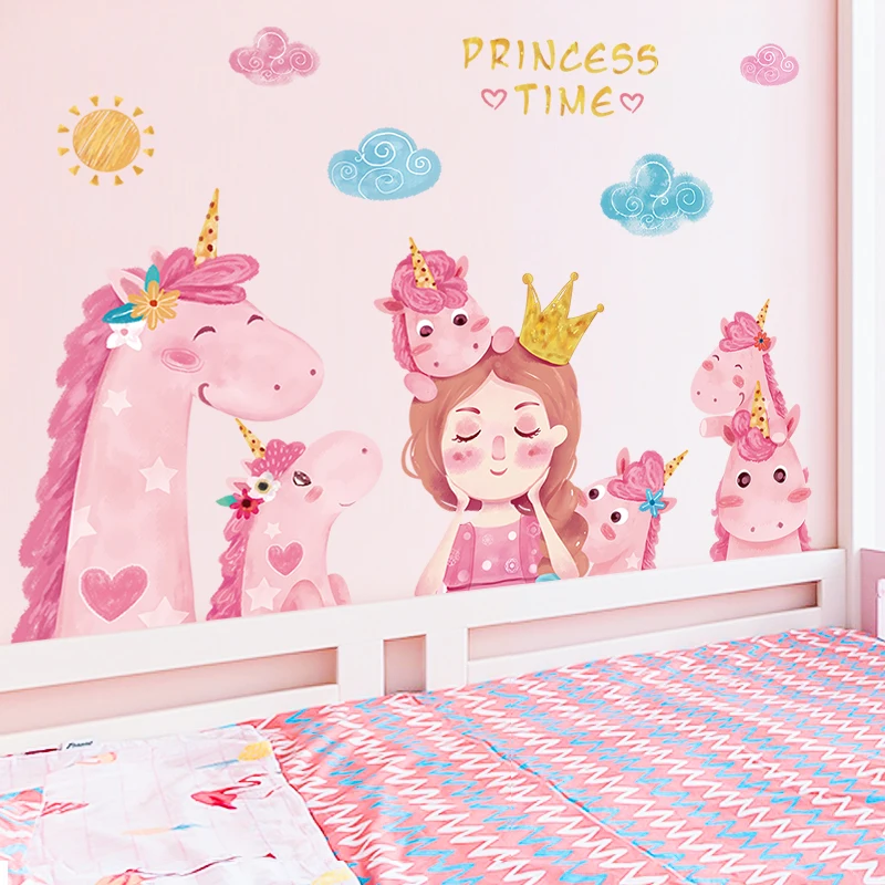 

Pink Girl Room Wall Stickers Princess Kids Bedroom Art Decal Self Adhesive Wallpaper Living Room Home Decor Aesthetic