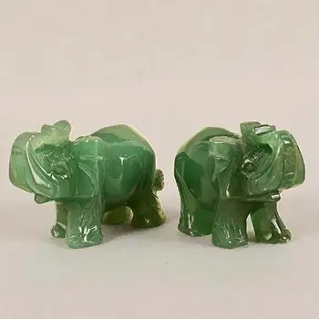 

Lucky Baby Elephant Decoration Green Aventurine Jade Stone Craving Elephant Feng Shui statue Wealth Home Office Ornaments