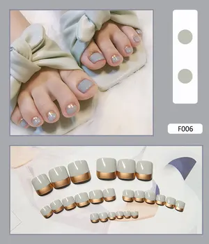 

24pcs Foot False Toenail Tips Set French Full Cover Fake Toe Nail Tips Nail Stickers Tips Patches DIY Manicure Decoration
