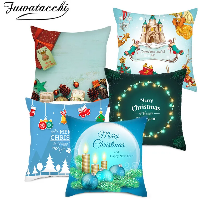 

Fuwatacchi Christmas Cushion Cover Pillow Covers Polyester Throw Sofa Pillowcase Decoration Pillow Cases for Home Sofa 45cmX45cm