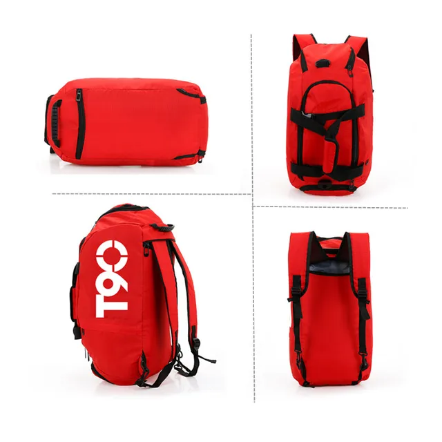 2019 New T90 Men Sport Gym Bag Women Outdoor Gym Fitness Bags Separate Space for Shoes Pouch Rucksack Hide Backpack 2