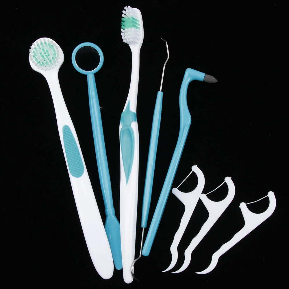 

8Pcs Dental Oral Care Dentist Pick Tooth Kit Mirror Teeth Toothbrush Set Mouth Mirror Kit Instrument
