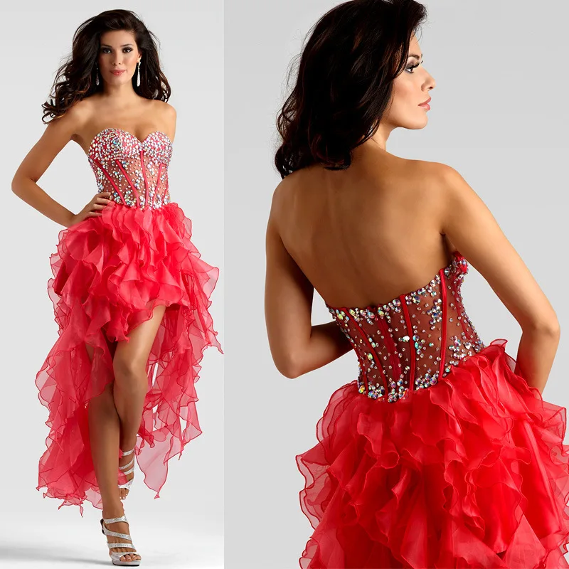

High quality Sweetheart elegant red Short prom gown with Beads Crystals Mini Custom-made Sexy party 2018 bridesmaid dresses