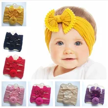 Детские аксессуары для волос в европейском и американском стиле, нейлоновая повязка для волос в виде пончиков, Детская повязка на голову с бантиком, комплект из трех предметов
