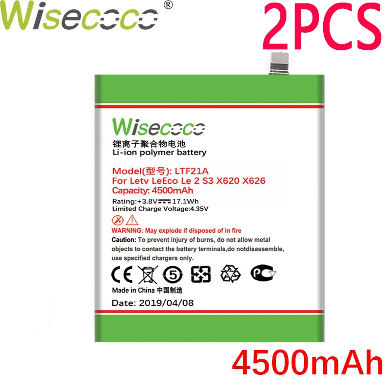 

WISECOCO 2PCS 4500mAh LTF21A Battery For Letv LeEco Le 2 pro le 2S le S3 X528 X621 X625 X626 X20 X25 X620 X520 X522 X525 X526