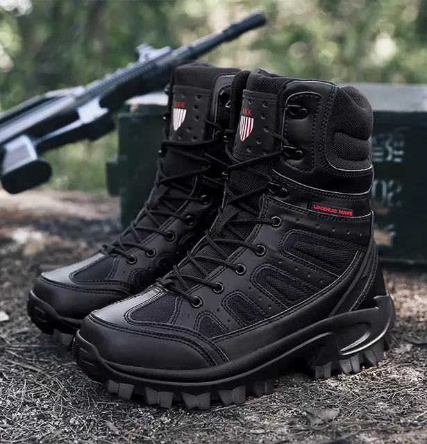 Botas Militares Para Hombres Trabajo Zapatos Prueba De Agua Cómodos Cuero  Fuerte