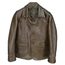 Зимняя утолщенная куртка из бычьей кожи, мужская куртка из натуральной кожи, японские Классические Куртки в стиле brakeman, коричневые длинные продажи