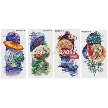 

Guofeng Four Seasons Umbrella patterns Counted Cross Stitch 11CT 14CT 18CT DIY Cross Stitch Kits Embroidery Needlework Sets