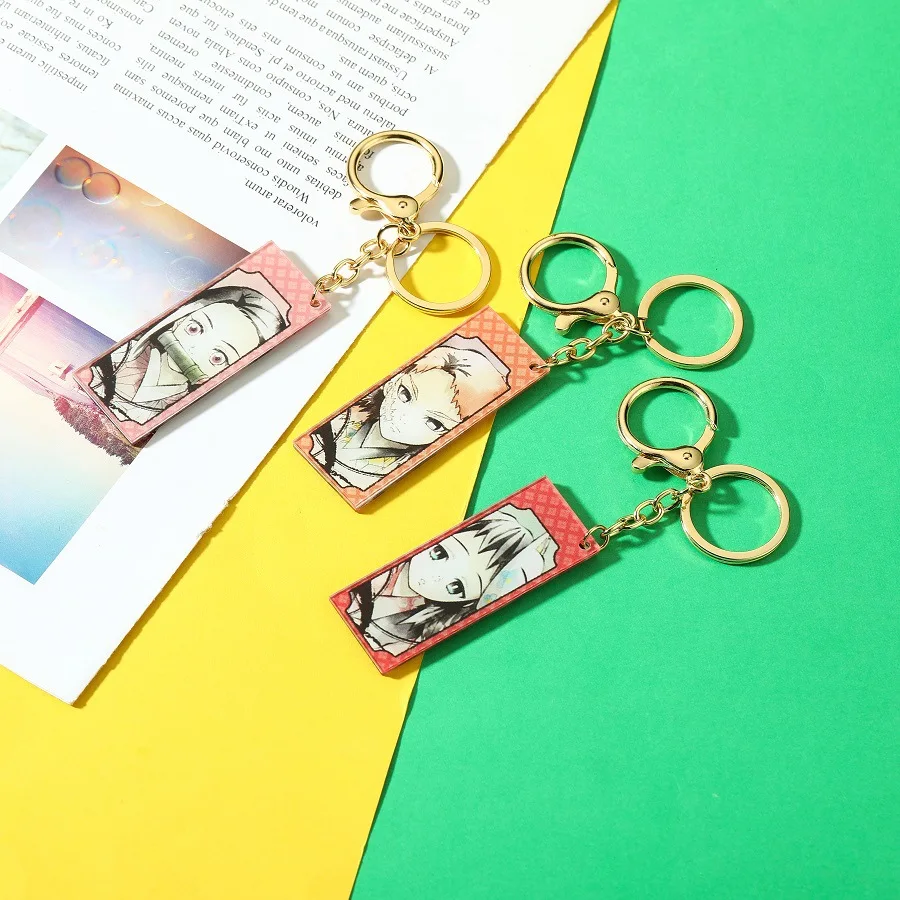 

Hot 7Styles Anime Demon Slayer Kimetsu no Yaiba Keychain Giyuu Makomo Sabito Double Sided Acrylic Keyring Blade of Ghost Pendant