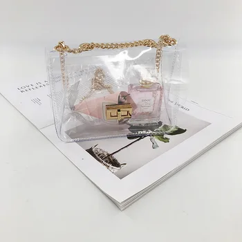 

Wholesale Women's Clear PVC Crossbody With Chain Shoulder Ladies Transparent PVC Bag DOM1091437