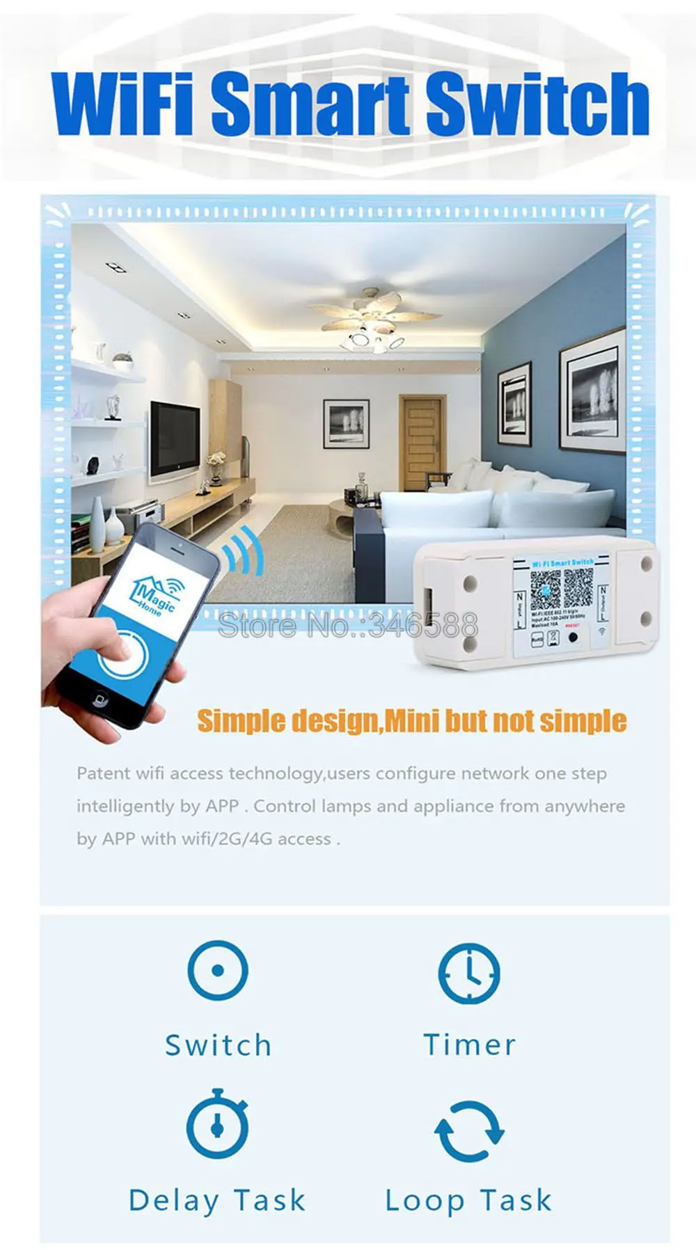 Magic Home 110V 220V 10A подсветка умного Wi-Fi переключатель управление Лер iOS Android приложение Голосовое управление работает с Amazon Alexa Google Home