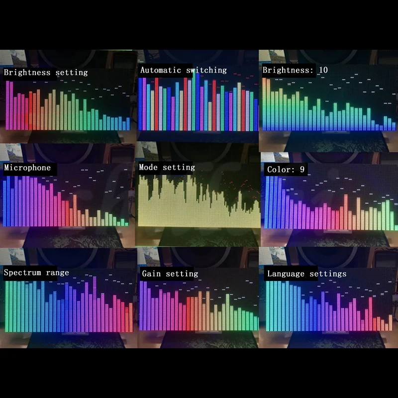 Professional Full Color Music Spectrum Display RGB Sound Control Remote-Control KTV Rhythm Light 160 Colors Brightness Adjusted 4