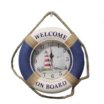 

Large 3d Wall Clock Vintage Ocean Theme Life Buoy Clock Blue Pink Decoration Children's Room Boy Girl Wall Decorative CS170