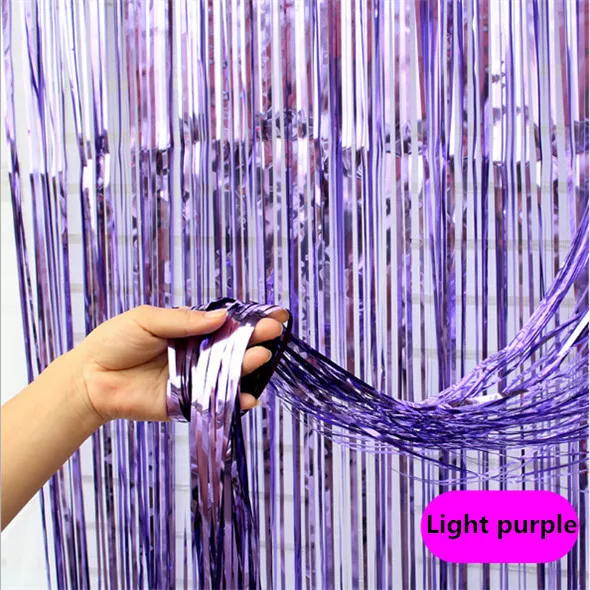Light purple 2 м вечерние украшения на день рождения Дети свадебное праздничное украшение дождь Шелковый занавес розовое золото чистая красная фоновая стена - Цвет: Light purple