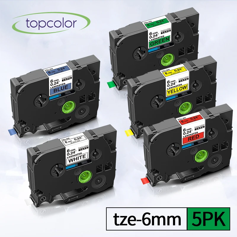 Topcolor 5PK совместимы для Brother лента маркировки TZ tz211 tz-211 tz411 tz511 tz 611 tz711 с локальным