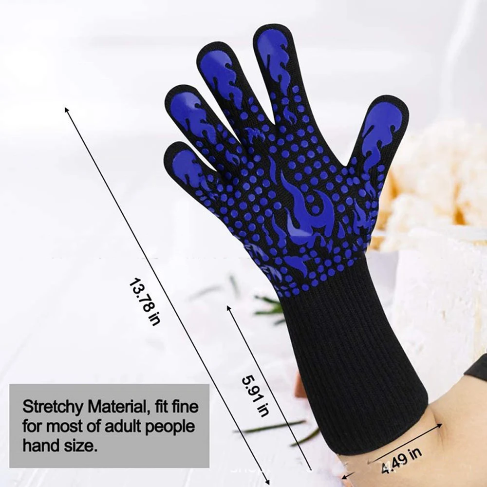 Barbecue anti-scald gloves Heat Glove Resistant BBQ Oven Gloves Kitchen Fireproof Gloves Anti-slip for Baking Cooking