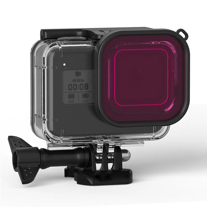 4 в 1 60 м подводный водонепроницаемый чехол для GoPro Hero 8 защитный чехол Корпус черный фильтр камеры аксессуары для плавания