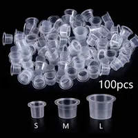 100pc S/M/L Plastic Disposable Microblading Tattoo Ink Cups Permanent Makeup Pigment Clear Holder Container Cap Tattoo Accessory 1