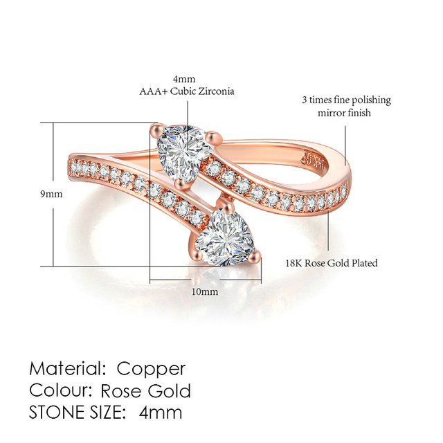 Ring For Women Simple Style Cubic Zirconia Wedding Ring Light Gold Color Fashion Jewelry KBR103