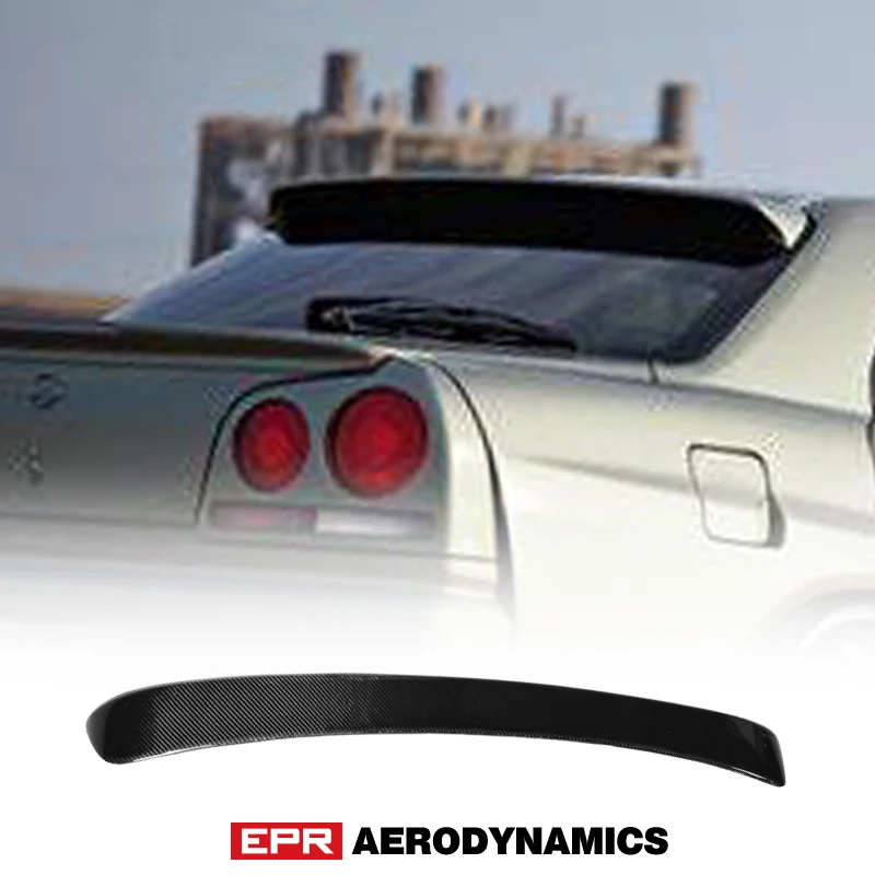 Bodykits For Nissan Skyline R34 GTR GTS 2Door Coupe Carbon Fiber Roof Spoiler Glossy Fibre Rear Window Wing Body Kit | Автомобили и