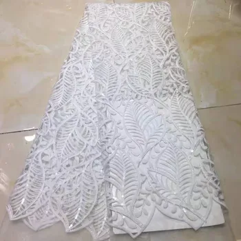 

5 yards sequins with beads embroidery African lace French mesh Nigeria lace designer DIY dress ladies clothing skirt fabric