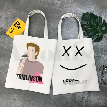 

Louis Tomlinson One Direction Design Shoulder Canvas Bags Large Capacity College Harajuku Handbag Women Bag Shopping Bag