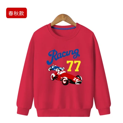 racing red Свитеры для детей от 4 до 18 лет пуловеры для подростков, одежда для мальчиков и девочек Осенняя повседневная детская хлопковая толстовка - Цвет: racing red