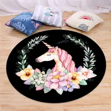 Cilected нордический INS Розовый Единорог круглый ковер напольный коврик для гостиной спальни нескользящий коврик для девочки принцесса ветер животный принт ковер