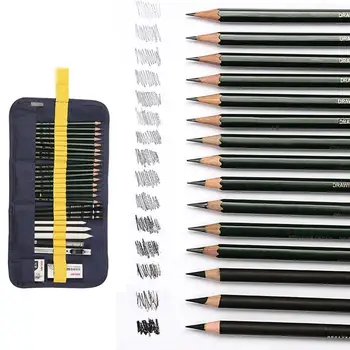 

27PCS/SET Art Set Professional Art Drawing Sketching Charcoal Pencil Paper Eraser Fabric Bag Paint Tools Set School Supplies