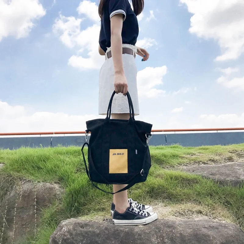 

Bag Women's 2018 Summer New Style Fashion Large Capacity Portable Shoulder Bag Korean-style Versatile Shoulder Bag Canvas Tote B
