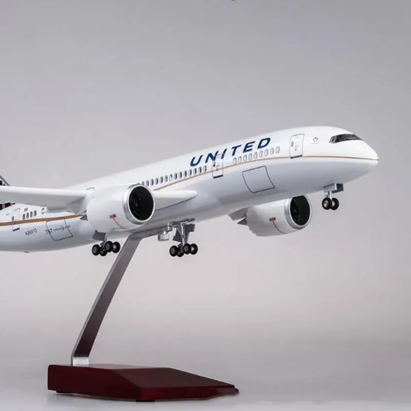 43 см Американский Юнайтед эйрлайнс 1/130 масштаб самолет Боинг B787 Dreamliner модель самолета светильник колесо литой пластик Смола самолет