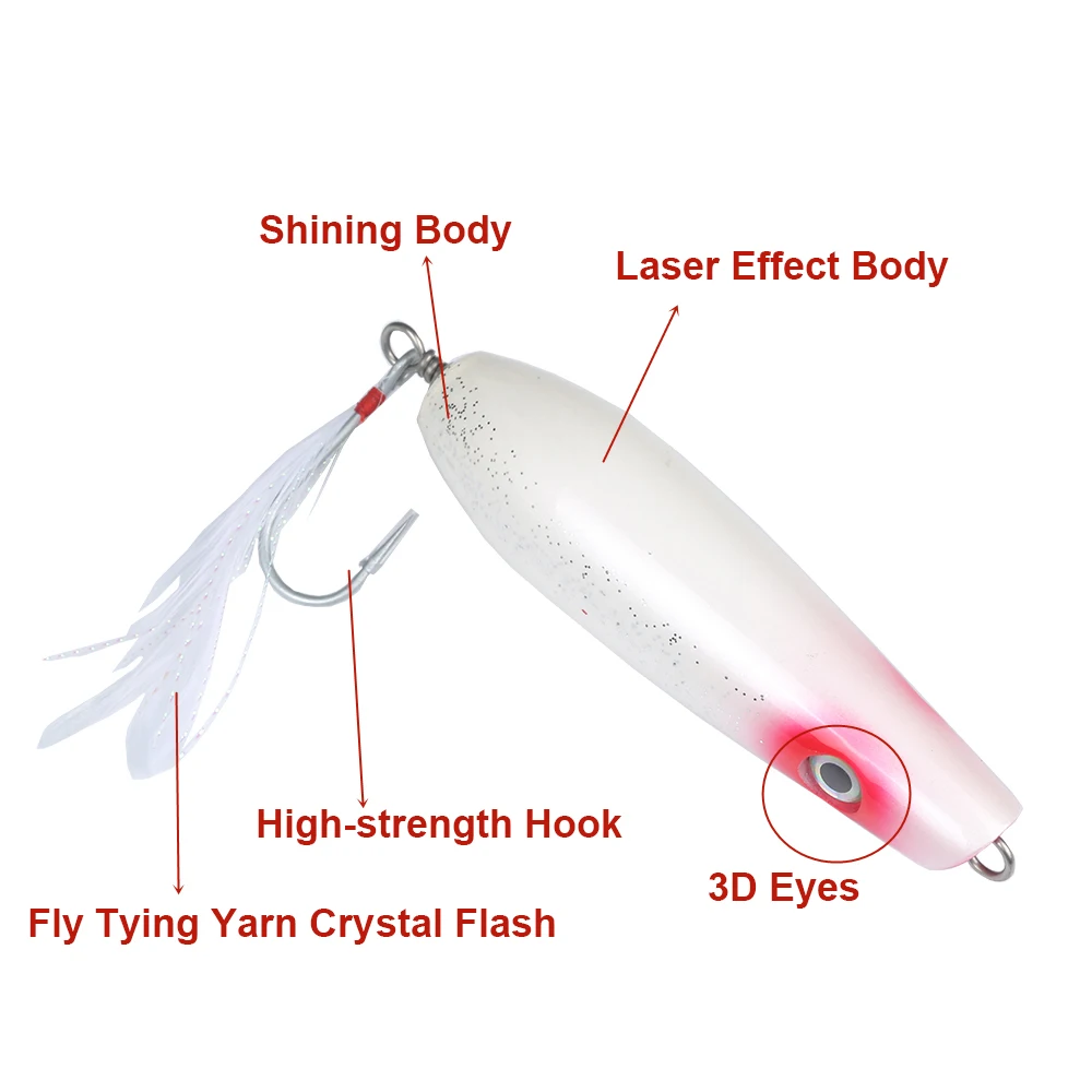 4 шт. topводяная деревянная приманка для Поппера GT поверхность выскакивающая глубоководная приманки для рыбалки на лодке океан рыболовный Троллинг перо крючок