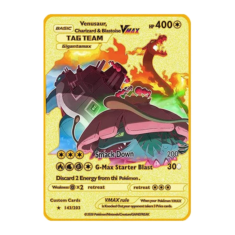 NEW Pokemon Gold Metal Flash Mewtwo Mew Big Pikachu Charizard Game Battle Collection Trading Action Figure Model Card for Kid