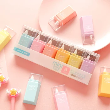 

5/6pcs Solid Color White Out Correction Tape Mini Correction Supplies Kawaii Korean Sweet Stationery Large Capacity Students Use