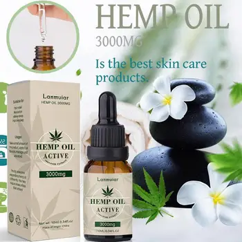 

10ML Organic Hemp Oil 3000mg Hemp Seeds Oil Extract Drops for Skin Pain Relief Reduce Anxiety Better Sleep Essence Anti Stress