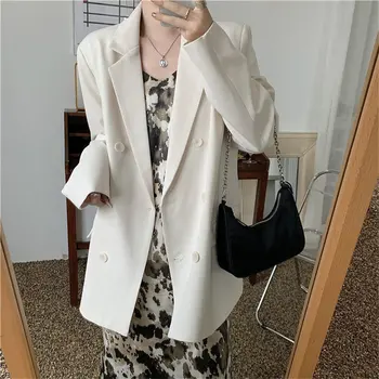 

High Quality Loose Blazers Stylish Girls Women Casual Vintage Solid Gentle Tops OL All Match Chic Streetwear Blazers