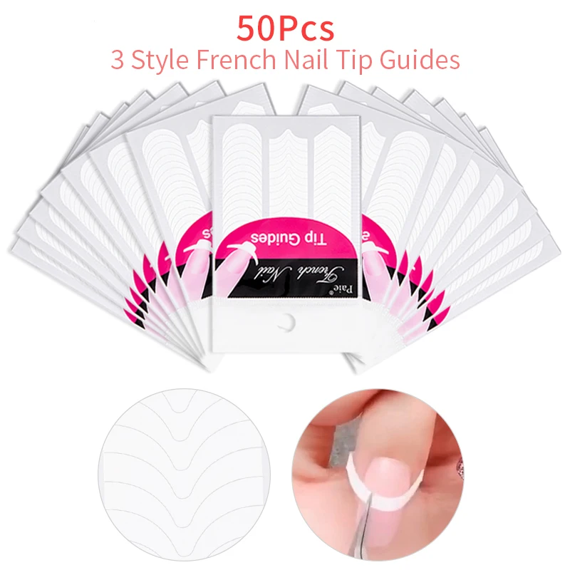 Lot 10 Packs Form Guide Stickers Tips Design Decal French Manicure Nail Art  Fringe DIY Salon New Stencil Wholesale Professional